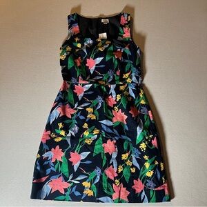 NWT J Crew Tropical Floral Cotton Canvas Basketweave Dress, Square Neckline Sz 6